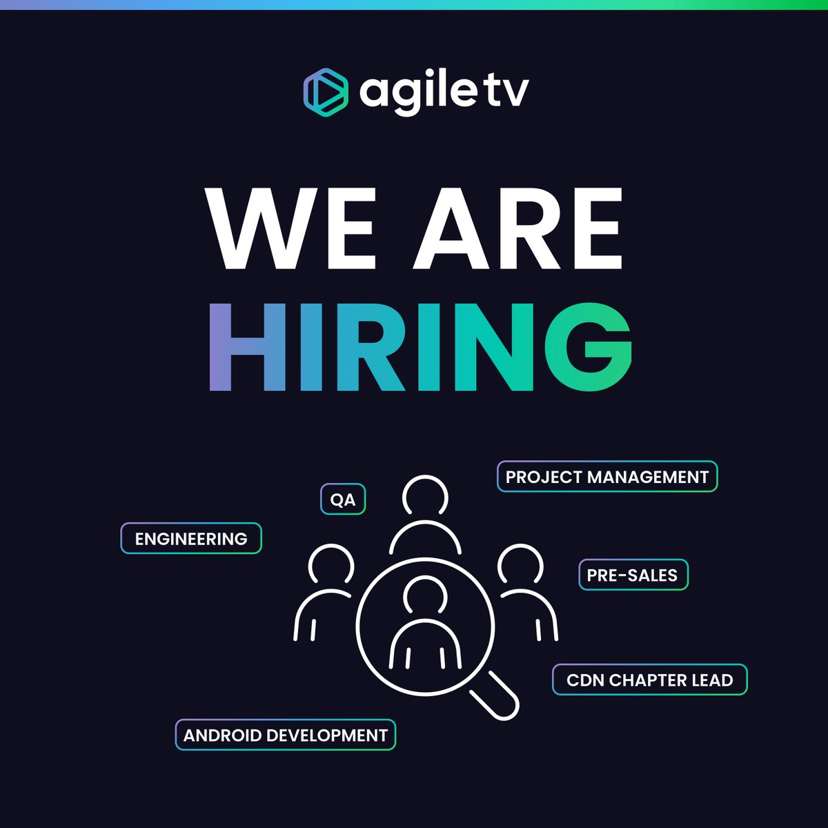 agiletvcom's tweet photo. 🚀 We’re hiring at AgileTV!

🇪🇸 Spain (Remote) – Project Manager, Frontend &amp; Backend Engineers
🇸🇪 Sweden – CDN Chapter Lead
🇧🇷 Brazil – Frontend &amp; Android Dev
🇩🇪 DACH &amp; Benelux – Pre-Sales Manager

Explore here - https://t.co/StfHVCc4L5
Know someone who’d be a great fit? Tag them https://t.co/FvjAxQP3Cw