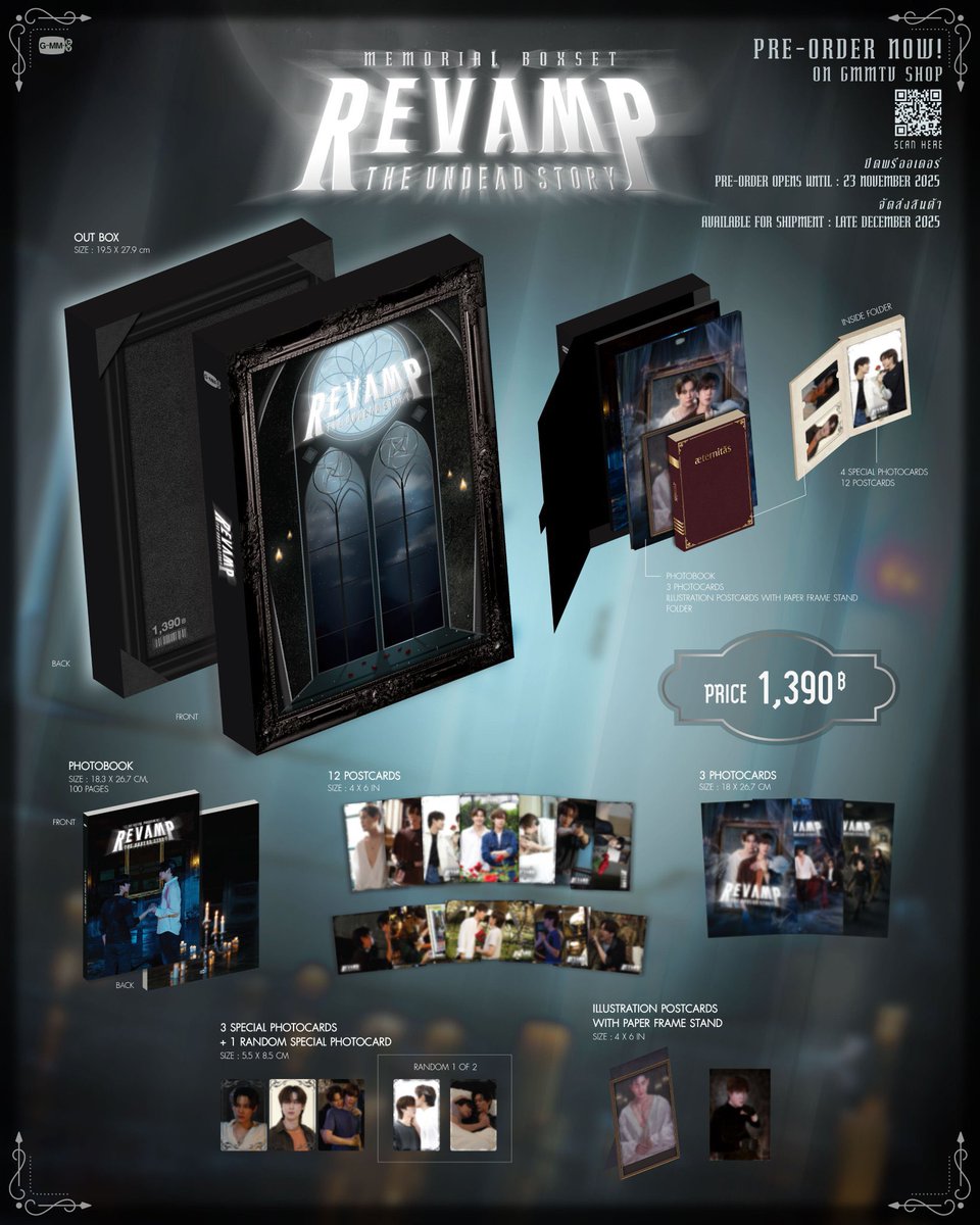 tingthai2024's tweet image. 【REVAMP Memorial Box Set】
プレオーダースタートします！
ティンタイでのお取扱いは11/19 23:59まで！

豪華な内容のBoxSetはファン必須アイテム！！
写真集も100ページあり見応え最高😍
シリーズの雰囲気そのままのBoxSetを是非みなさまのお手元に🧛🏻

#REVAMP  #BounPrem