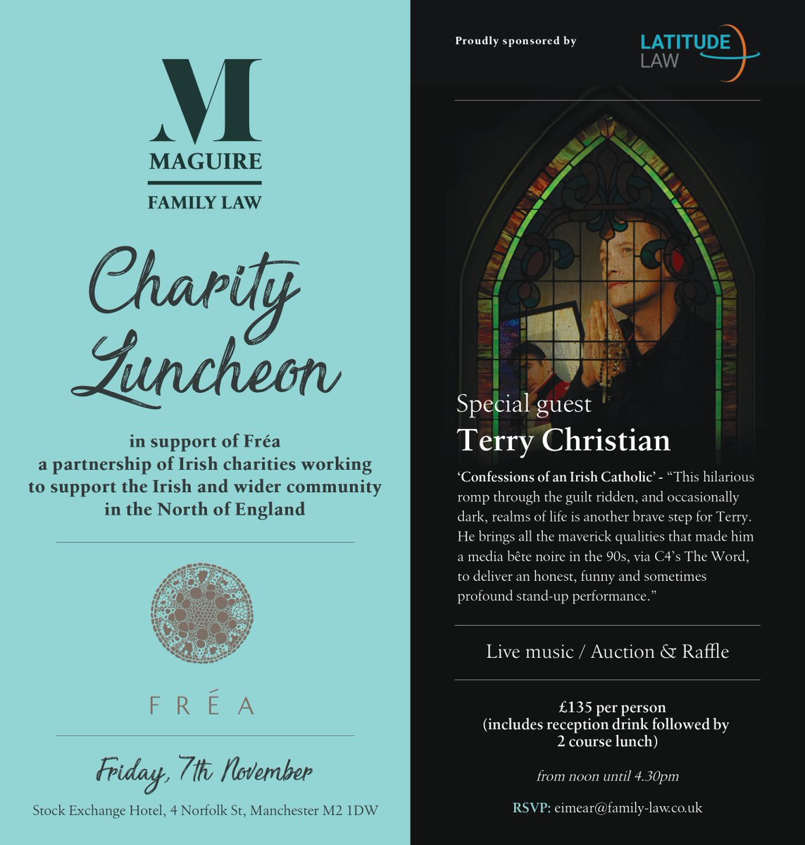 FreaCommunity's tweet image. Honoured to be charity partners for the sold-out Maguire Family Law Charity Luncheon on 7 Nov at the stunning @StockExHotel, Manchester. 

Huge thanks to Maguire Family Law, Latitude Law &amp;amp; all supporters! 🙏💚