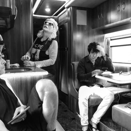 #Debbie and #ClemBurke on tour bus.

Photo by Chris Stein