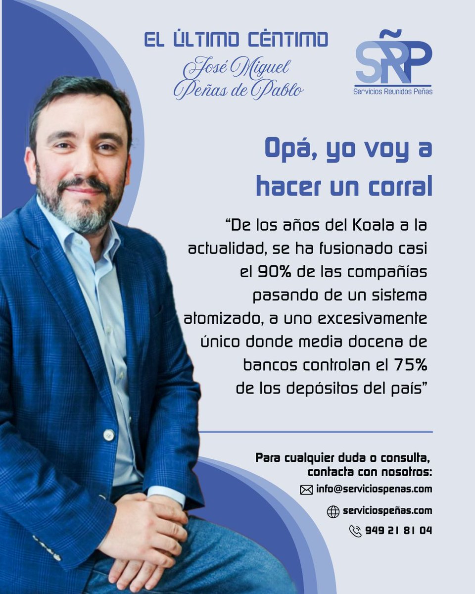 🟦 | OPINIÓN |

✍️ Nuestro CEO, <a href="/JoseMiGuada/">JoséMi Peñas</a>, habla en su columna de <a href="/NuevaAlcarria/">Nueva Alcarria</a> titulada 'Opá, yo voy a hacer un corral' del intento del #BBVA para adquirir el #Sabadell.

👥 Una colaboración como secretario del <a href="/CEMADSeccGuada/">CEMAD - Guadalajara</a> 

🧐 Puedes leerla en 👇
nuevaalcarria.com/articulos/opa-…