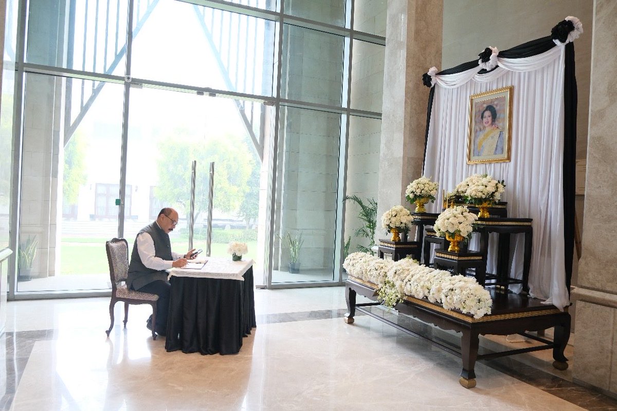 Conveyed my deepest condolences on the passing of Queen Sirikit The Queen Mother of Thailand at the Royal Thai Embassy in Delhi. As Ambassador in Thailand (2014-16), I had the honour to pay respects to the Queen Mother.  I noted that her reign was exemplified by empathy,
