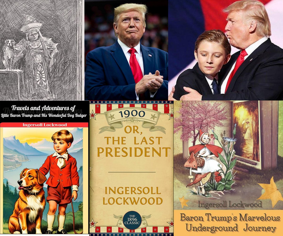 OMApproach's tweet photo. Baron Trump novels are written in 1889 and 1893. The novels recount the adventures of the German boy Wilhelm Heinrich Sebastian Von Troomp, who goes by "Baron Trump", as he discovers weird underground civilizations, offends the natives, flees from his  entanglements with local women, and repeats this pattern until arriving back home at Castle Trump.    

Castle Trump = Tower Trump, mocking people, entanglement with a lot of women... Also naming his son Barron...

The same author Lockwood wrote a book in 1900; 'The Last President', in which New York City is riven by protests following the shocking victory of a populist candidate in the 1896 presidential election, who brings on the downfall of the American republic.

The part that makes me want to read the books is the idea of strange underground civilizations unknown to humanity and the collapse of civilization. Considering what’s happening in the world today and as we approach the geophysical event, it seems this author might have had some insider knowledge, which he presented as fiction novels.  

It feels like everything happening in the world is some kind of play crafted by the elites.