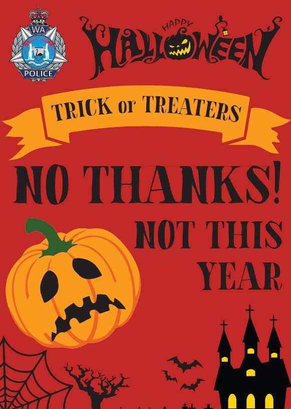 🕸️👮‍♂️ Something spooky may be coming your way … but let’s keep it safe! Whether you’re handing out treats or keeping it quiet, we’ve got posters to help. Display them at your door to guide little goblins. Have a frightfully fun (and safe) Halloween! 🎃👻 #NannupPoliceStation