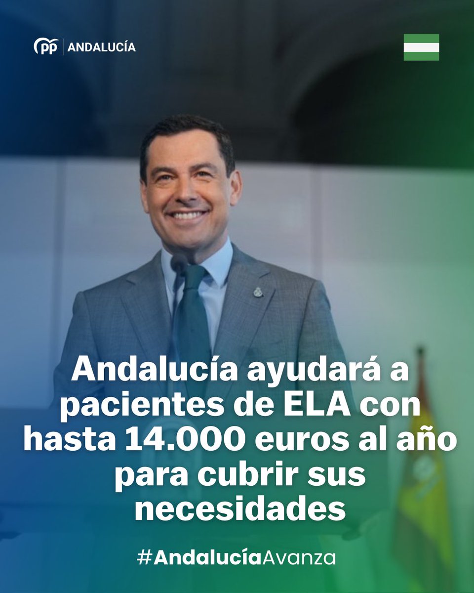 🟢 <a href="/JuanMa_Moreno/">Juanma Moreno</a> anuncia una ayuda anual de hasta 14.000 euros por enfermo de ELA

#AndalucíaAvanza 
diariosur.es/andalucia/juan…
