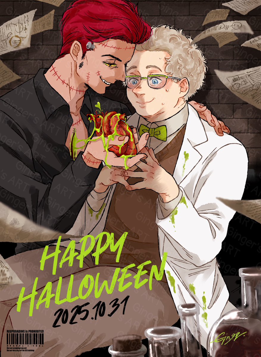 11on_loss's tweet image. Happy Halloween💚
愛が重たい人造人間👿が誕生✨ フェル博士👼のマッドな実験は大成功…！？