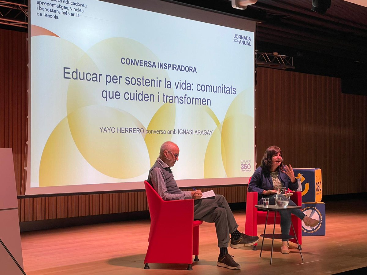 A la jornada d'<a href="/educacio360/">Educació 360</a>, #YayoHerrero subratlla la importància cabdal dels espais i temps comunitaris. En el context social actual, tensionat per les desigualtats socials i temps adults segrestats, potenciar la comunitat hauria de ser el focus principal de la política pública