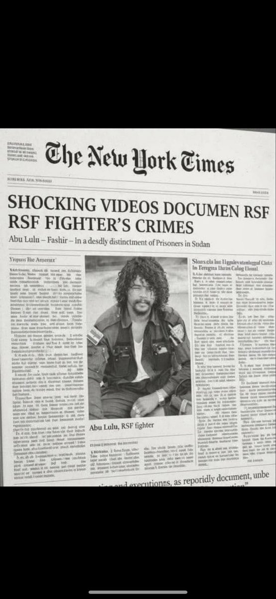 صحيفة النيوورك تايمز تنشر صورة #سفاح_الفاشر أحد  الذين قاموا بإلإبادة العرقية والإعدامات الجماعية، والذي قام بتصفية أكثر من 3000 من المواطنين الأبرياء خلال 48ساعة.

لعنة الله على ميليشيات #الدعم_السريع 
ومن يدعمها ومن يؤيد جرائمها.
اللهم أنزل عليهم بأسك الذي لايُرد عن القوم