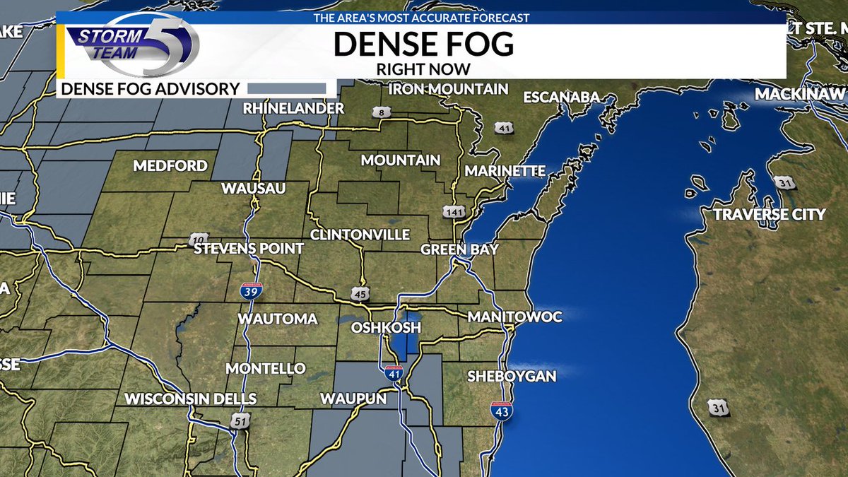 A Dense Fog Advisory has been issued until Oct 30 10:00AM. Go to the Storm Team 5 Weather App for more info.