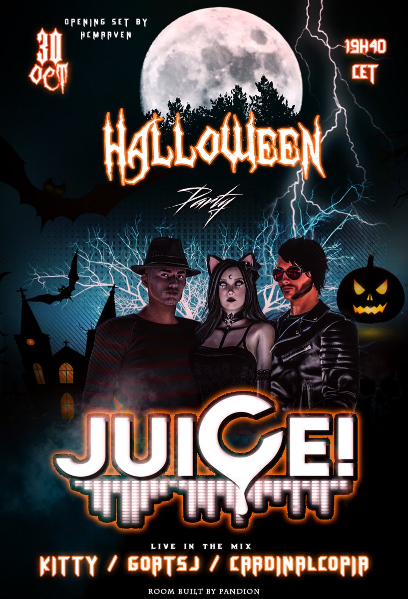 📢 Happy JuiCe! day 🎉

Tonight, JuiCe! transforms into a haunted, dark, &amp; spooky nightclub. Dress to impress and show off your boo-tiful costumes 🎃 No tricks, just treats!

Dive into the spooktacular atmosphere, enjoy powerful tunes from our fantastic live DJs, meet the sexy