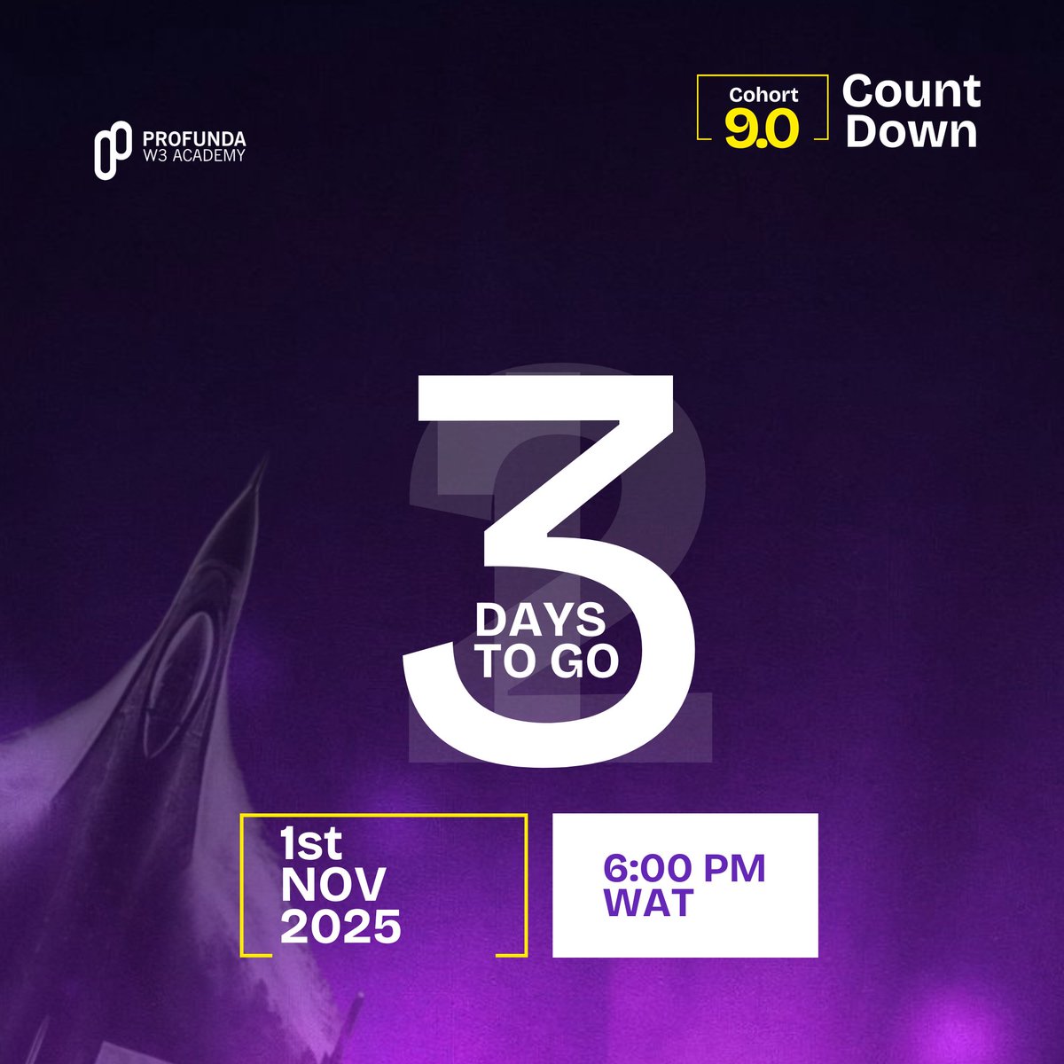 It's officially 3 days to go!!

If you are still contemplating, you only have less than 72hrs.

Now is the time to take action.. 

start here; thepw3academy.net