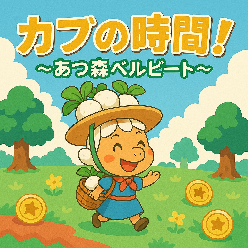 MelodyCraftJP's tweet photo. 今日のAI新曲は
🎵 カブの時間！〜あつ森ベルビート〜

あつ森の“カブ取引”をテーマにしたポップチューン！
ウリちゃんのカブを買って、ベルを増やそう。
投資気分で楽しむ島の経済ソング🌿

#SUNO #あつ森 #どうぶつの森 #カブ価 #ゲーム音楽 https://t.co/BhyN6X7sTK