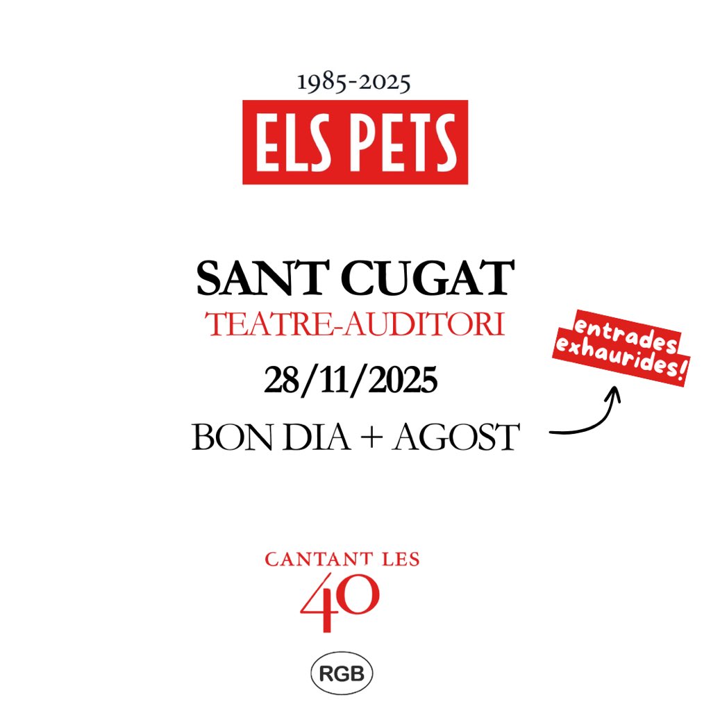 D’aquí menys d’un mes tornarem a l’auditori de Sant Cugat i ho farem amb totes les entrades venudes. Moltíssimes gràcies!