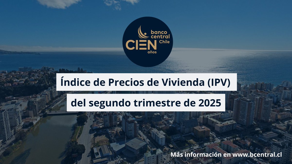 🔵El Banco Central de Chile ha publicado en su sitio web el Índice de Precios de Vivienda (IPV) del segundo trimestre de 2025.

Más información en bit.ly/3X1hJtJ