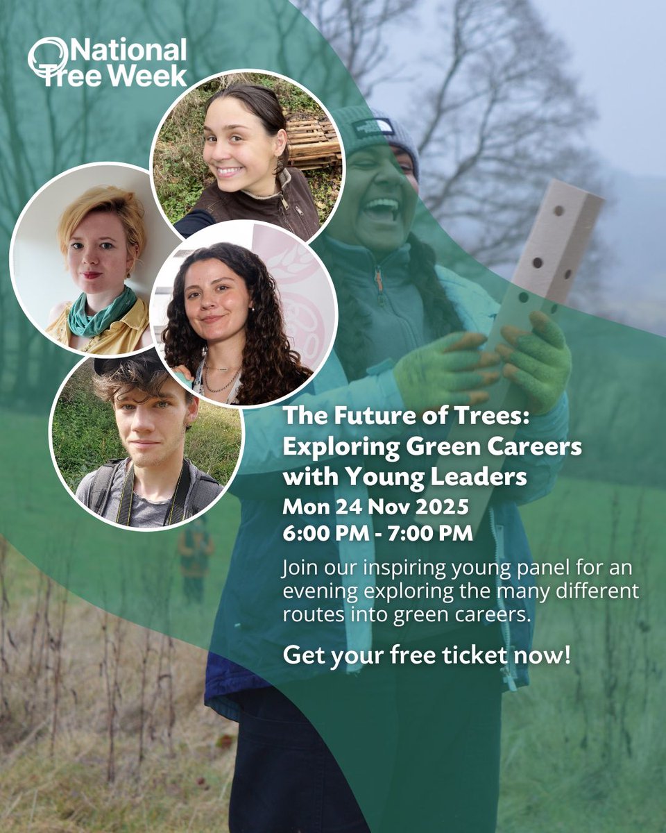 TheTreeCouncil's tweet image. New event!

Join us to hear from some of the most promising young voices shaping the future of the tree and environmental sector, as we explore the growing world of green careers.

Sign up here for free &amp;gt; tickettailor.com/events/thetree…