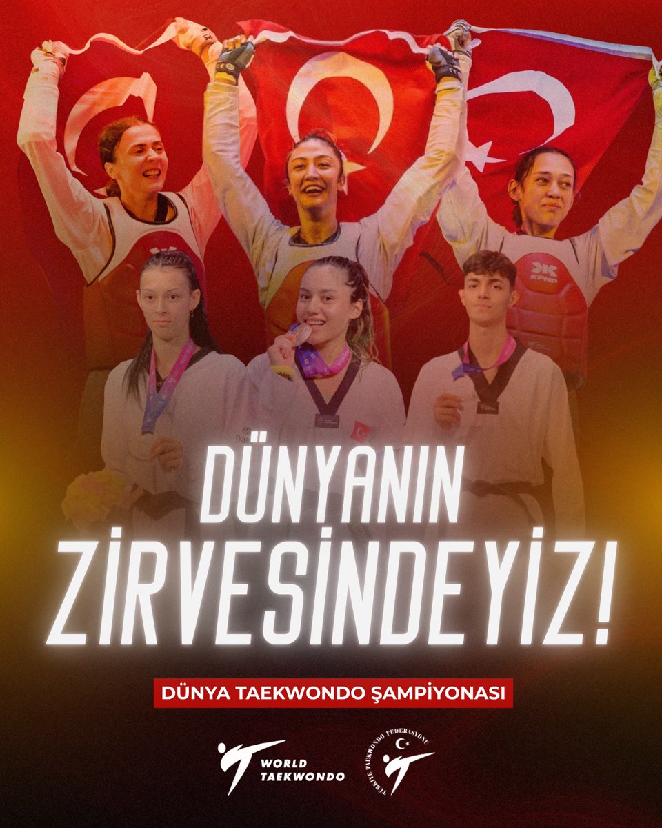 🇹🇷TARİHİN EN İYİSİ!🏆

🥋Türkiye Taekwondo Milli Takımımız, 2025 Dünya Taekwondo Şampiyonası'nda 3 altın, 2 gümüş ve 1 bronz olmak üzere 6 madalya ile tamamladı ve tarihinin en iyi sonucuna imza attı.

Türkiye, şampiyonanın madalya sıralamasında zirvede yer alırken tarihte elde