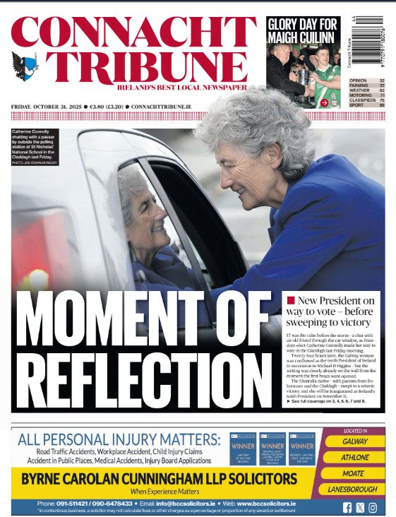 MarkPDunphy's tweet photo. The Irish Union of Subeditors is alive and well. Great headline and front page photo in this week's @CTribune https://t.co/AZ0AwPDAQX