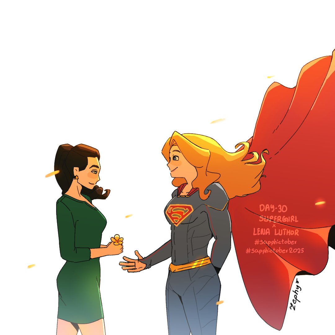 ZephyrCorner's tweet image. Day 30 - Supergirl x Lena Luthor ☀️
No way I'm leaving Supercorp out from my list xD
~Zephyr
#sapphictober #Supercorp 
#sapphictober2025