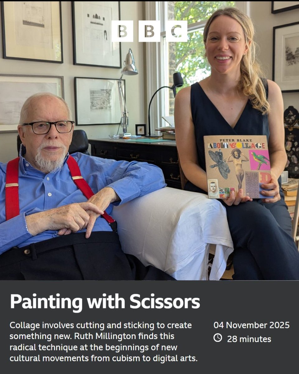 I'm thrilled to share my first solo documentary for BBC R4! In 'Painting with Scissors' I journey through the radical history of collage, meeting Sir Peter Blake, <a href="/coldwarsteve/">Cold War Steve</a>, Chila Burman, John Stezaker, Hazel Pitt &amp; more! Pls tune in, 4th Nov at 4pm 🎧