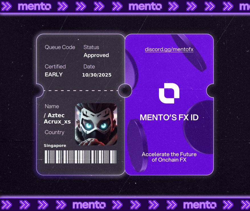 VanWeb3's tweet image. Licensed to trade the internet’s FX layer. 

Claimed my FX ID on discord.gg/mentofx 

 every currency, onchain with @MentoLabs