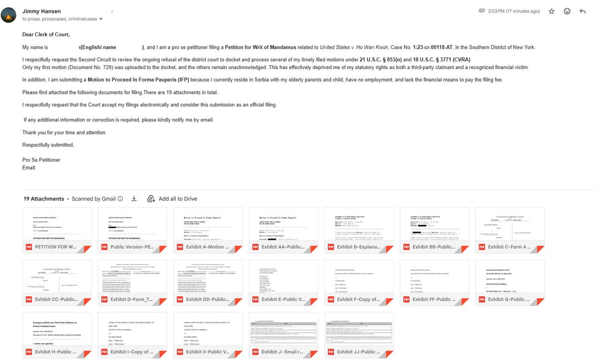 老子没钱交费申请免费资格也要上诉，你们这些老椅子们颜面何存呐？亏得七哥当年天天把你们挂在嘴上。真心想帮七哥的穷人们，自己去问AI怎么申请In Forma Pauperis (IFP)，保证给你讲的明明白白。
行动起来吧，别以为这是帮七哥，这是在帮你自己！
口炮无用，空谈误国，一个字，干！