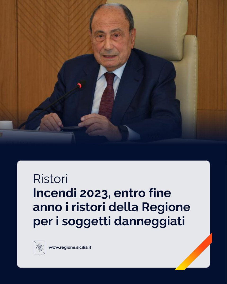 🔥 Saranno liquidati entro fine anno i contributi che la #RegioneSiciliana riconosce a coloro i quali hanno subito danni a causa della grave ondata di #incendi che ha interessato la #Sicilia nell’estate del 2023.

Leggi 🔗 regione.sicilia.it/la-regione-inf…

#Sicilia <a href="/RenatoSchifani/">RenatoSchifani</a>