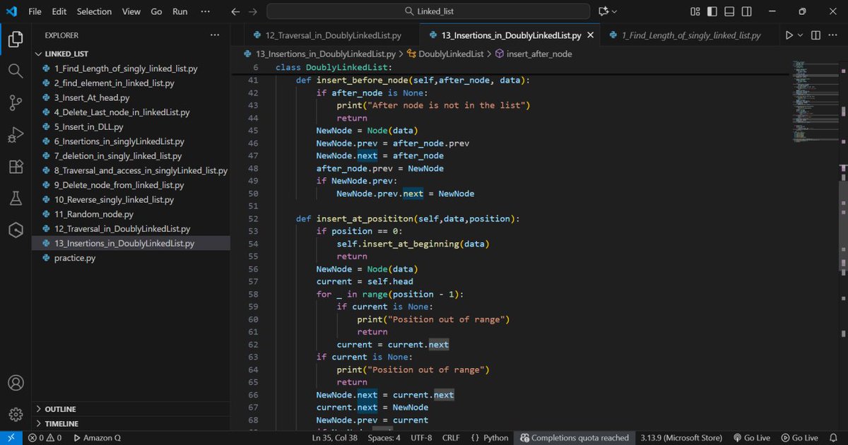 DK_Coder_Girl's tweet image. 🚀 Built a train… in Python! 🐍
Not the kind that runs on tracks, but a Doubly Linked List that moves forward &amp;amp; backward like a pro! 🔁
💡 Insert at start, end, before, after, or anywhere you want — just like managing train coaches 🚆

📂 GitHub repo:github.com/DishaK0815/DSA…