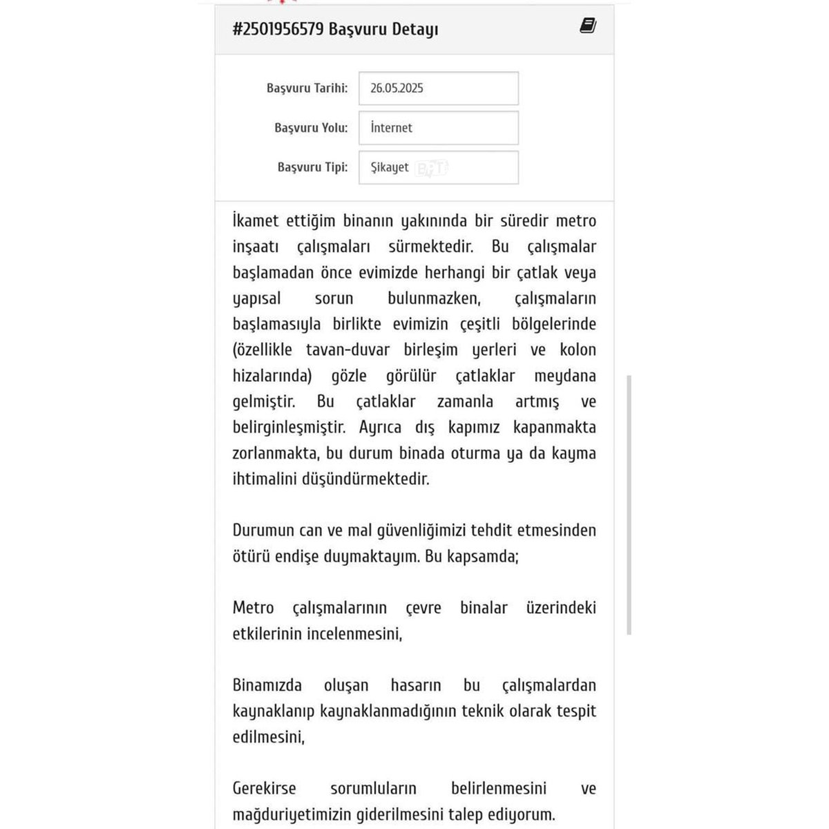 Gebze'de 4 kişiye mezar olan binanın yanında oturan vatandaşın, 5 ay önce yaptığı CİMER şikayeti ortaya çıktı.