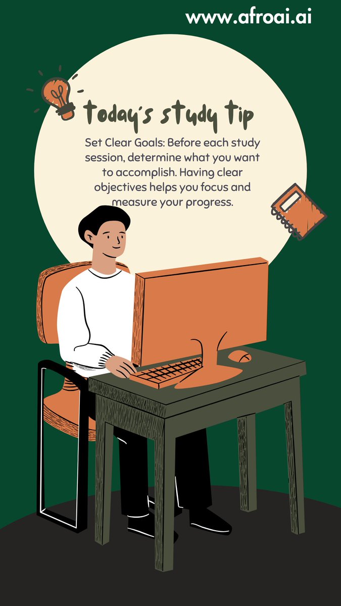 AfroAI11's tweet photo. Set clear goals. Study smarter.
Visit https://t.co/TtHWXvH2ZZ
#trending #viral https://t.co/8MIZiyBoJC