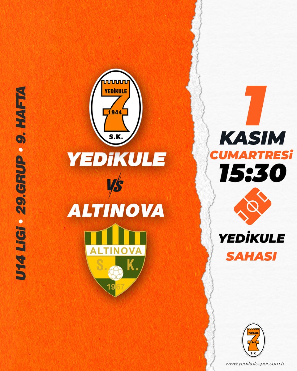 U14 ligi 9. hafta maçımız, 1 Kasım Cumartesi günü Yedikule Sahasında oynanacaktır.
Sporcularımıza başarılar diliyoruz. 🟠⚪️
#YedikuleninÇocukları