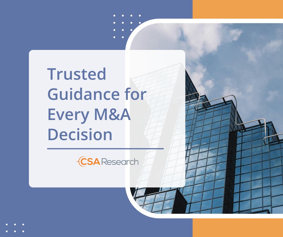 CSA Research helps language service leaders plan and execute the right mergers and acquisitions. Our advisors support you from assessment to completion, reducing risk and maximizing long-term value.

📩 Book a confidential M&amp;A discussion:
 mergers.acquisitions@csa-research.com