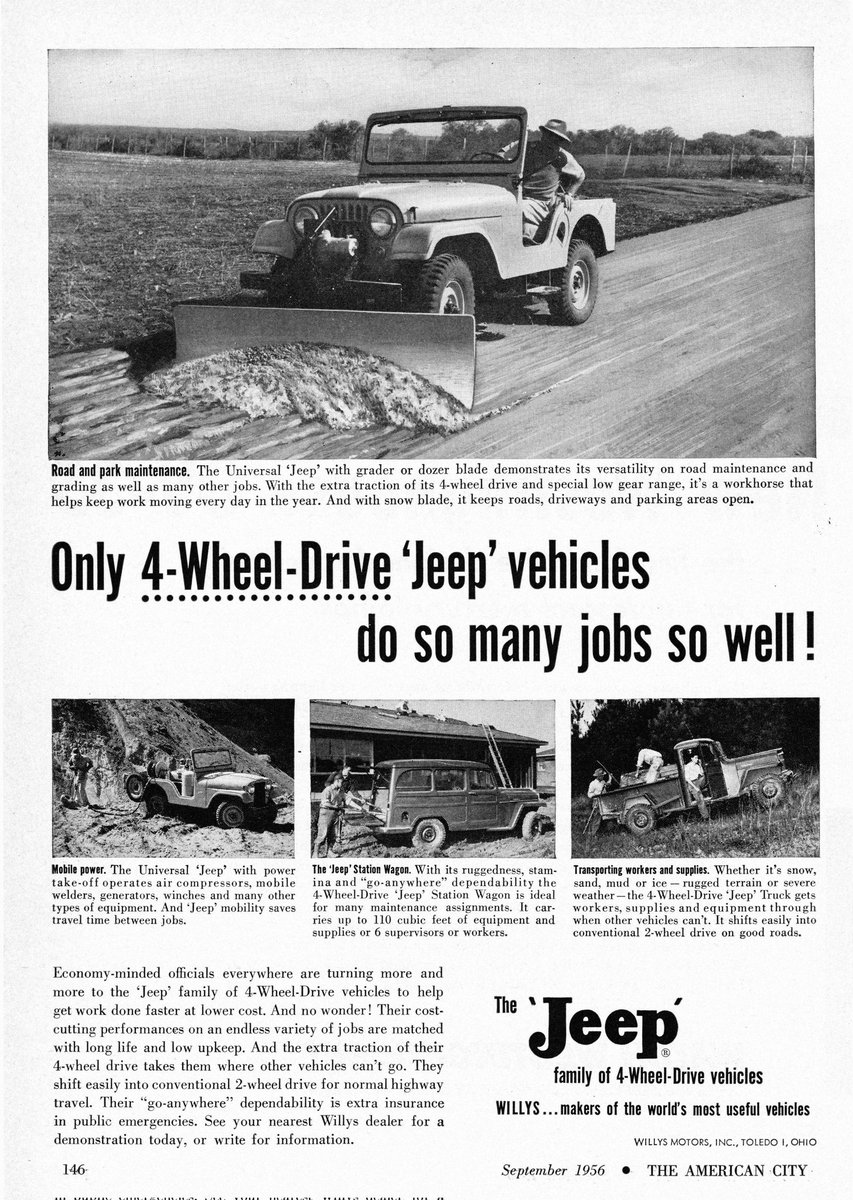 So many jobs done so well, circa September of 1956! Happy Thursday!
...................
#dailyjeeps #thursday #thursdaythoughts #legendary1941 #jeep #jeeplife #farm #farmlife #farmjeep #army #WWII #military #war #willys #vintage #legends