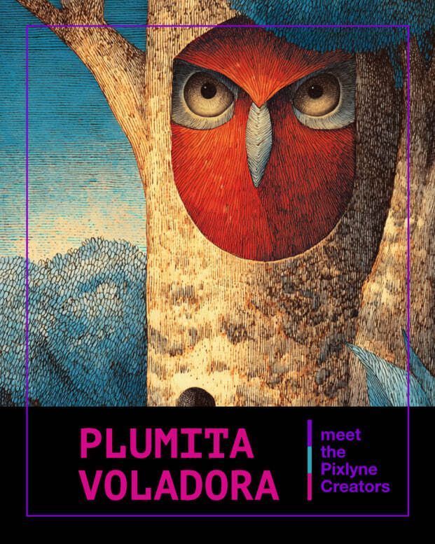 WeArePixlyne's tweet image. 👋✨🎨 Meet a Pixel! 👋✨🎨

Plumita Voladora brings a whimsical tenderness to the Pixlyne community. Her art flutters between the magical and the human—where childhood wonder meets quiet depth. Through textured tones and dream-soft color, she invites us into worlds that feel…