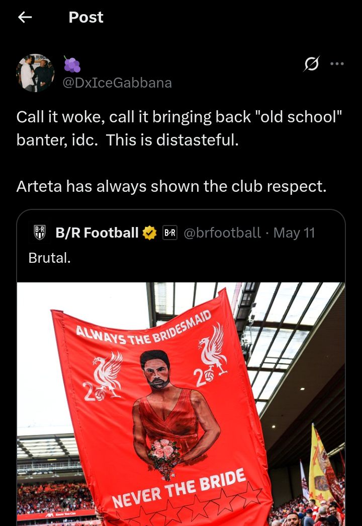 Said it after the game in May, this epitomized the digital brain rot we see on here. 

Arteta has never disrespected our club, nor are we rivals with Arsenal. This was a very awkward and distasteful thing to do.