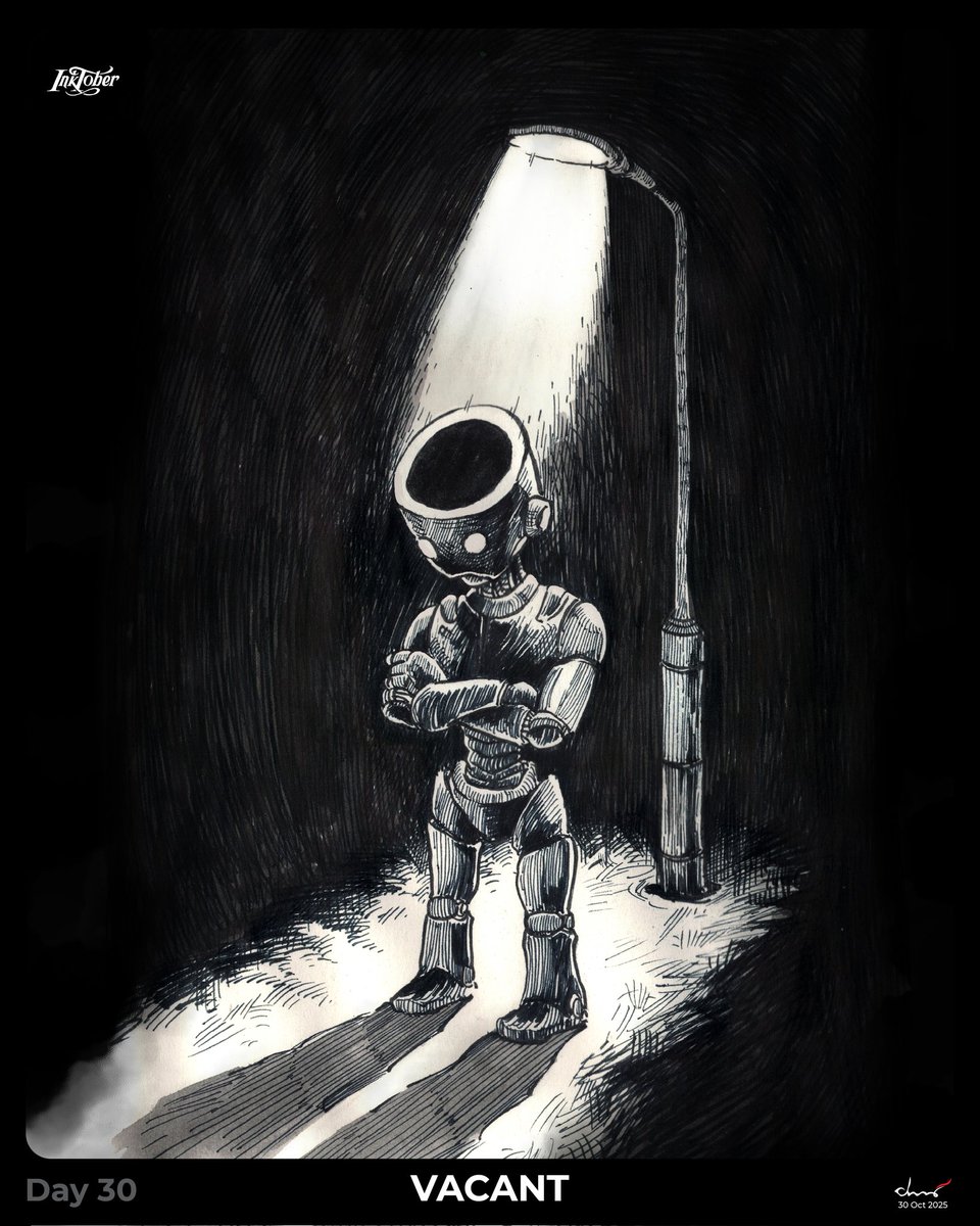 chuyingsong's tweet photo. Day 30 #Vacant

Empty head, heavy heart.

#Inktober2025
#RobotisLife
#ChineseBrush
#OnPaper #PS https://t.co/Jwkb2UeJ4e