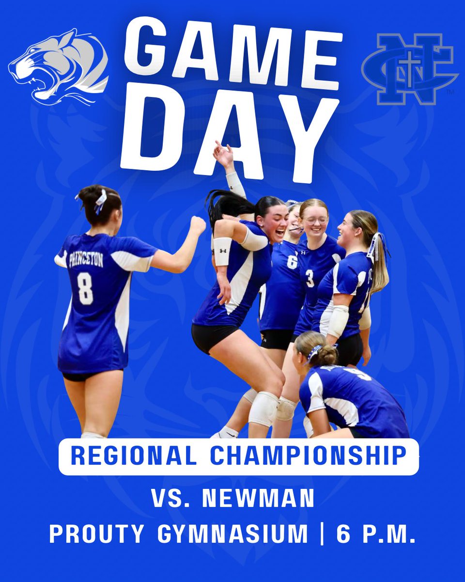 🔵⚪️ GAME DAY ⚪️ 🔵
IHSA 2A Princeton Regional

🗓 Thursday, October 30th
                  6:00pm
   Princeton 🆚 Newman CC
📍 Princeton High School

It’s the final home match and it’s a big one! Regional Championship!  

🗣️🗣️ Lets goooooo! 

🏐🐯💙