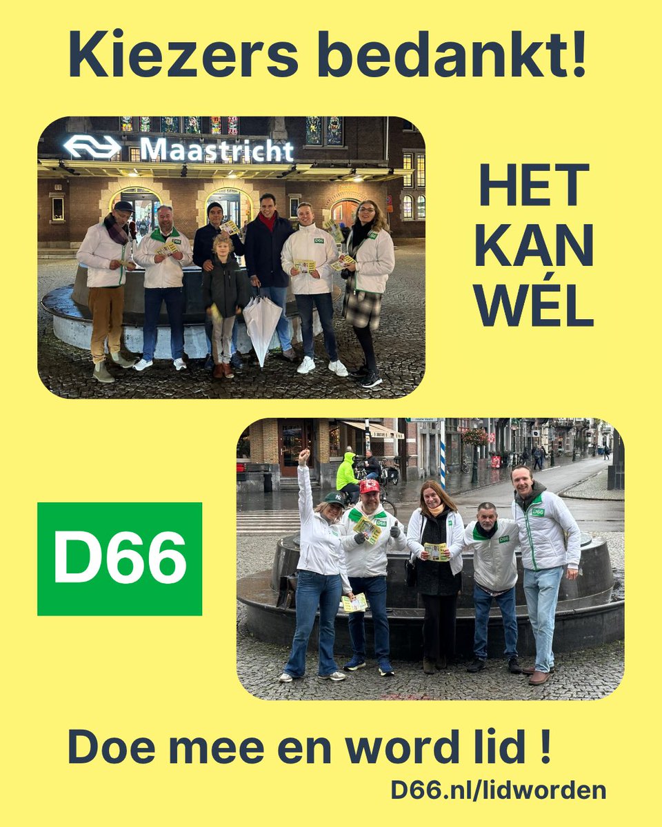 Wat een historische avond voor D66! Deze prachtige stijging laat zien dat Nederland kiest voor vooruitgang, vertrouwen en verbinding. We zijn enorm trots en dankbaar. Samen schrijven we opnieuw geschiedenis! HET KAN WEL 💚!