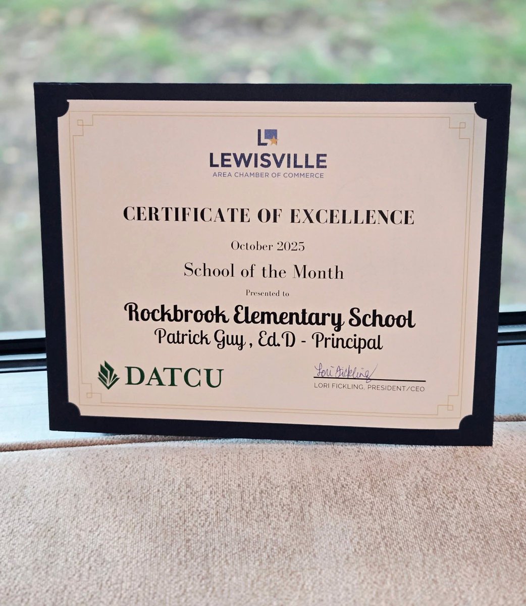We're so proud at Lewisville Chamber of Commerce’s awards ceremony. Jamir was chosen as Student of the Month, Ruby was chosen as Exceptional Student of the  Month, and Mrs. Cloutier was chosen as Teacher of the Month! In addition, Rockbrook was selected as School of the Month!