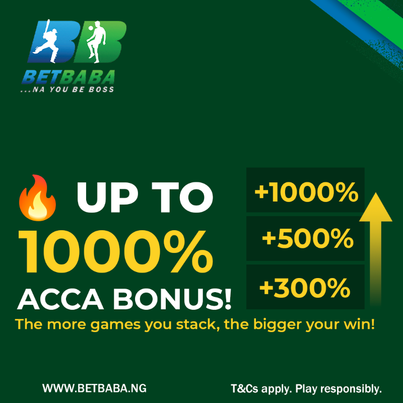 Betbaba_ng's tweet photo. Bet smarter. Win faster.

Experience the thrill with BetBaba  Nigeria’s fastest-growing betting platform.

Enjoy a 1000% ACCA Bonus, 2 Goals Up , Anytime Goalscorer Triple Chance, and Instant Withdrawals up to ₦10 million daily.

Betbaba-Na You Be Boss.