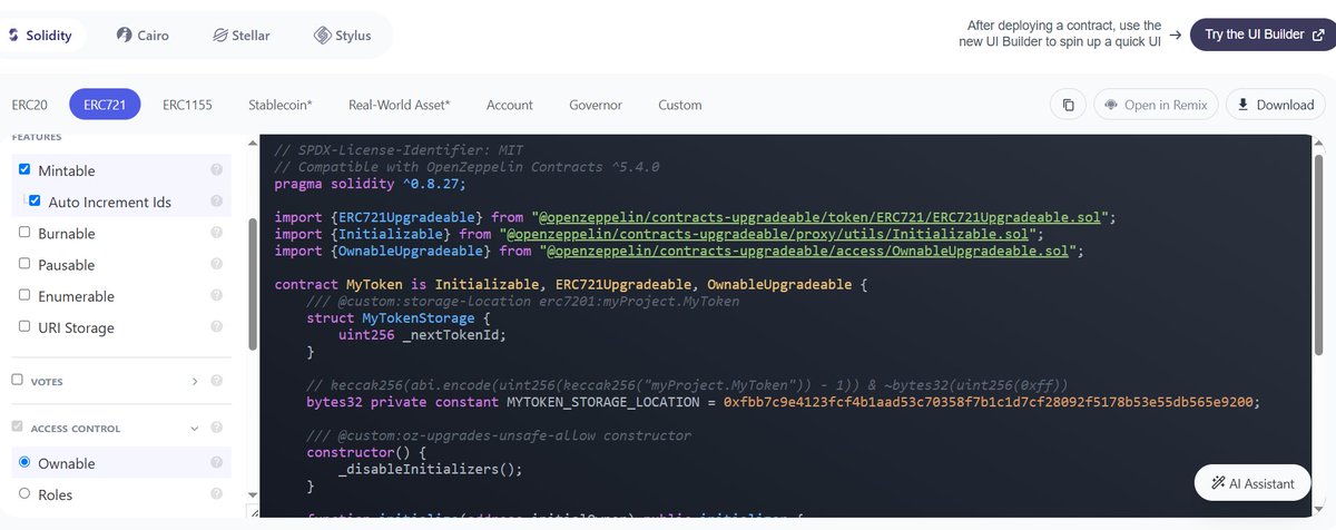 eth_fullstack's tweet image. Contributed to @OpenZeppelin’s contract-wizard repo by implementing namespaced storage logic - go check it out! It was a pleasure collaborating with @ericglau on this one.