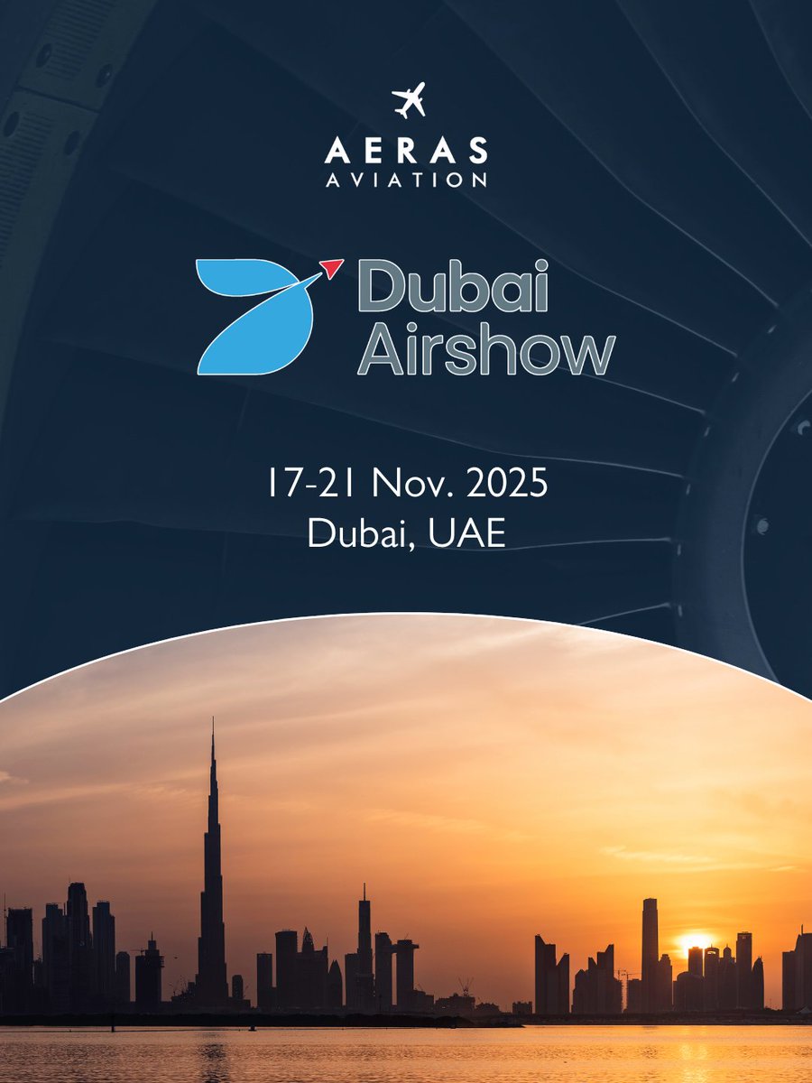 Aeras Aviation will be attending the #DubaiAirshow2025 (17–21 Nov, DWC).

A key global platform for innovation, collaboration, and the future of aviation.

#AerasAviation #AviationLeadership #AviationAftermarket #EngineAssetManagement