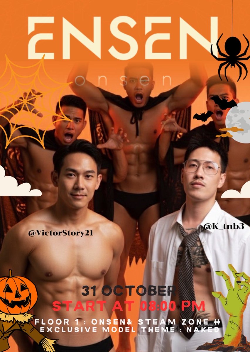 EnsenOnsen's tweet photo. ฮาโลวีนนี้ ไม่ต้องกลัวผี… กลัวจะติดใจความฟินที่ Ensen Onsen มากกว่า! 👻

พรุ่งนี้เจอกัน THEME NAKED เวลา 20:00 เป็นต้นไป กับนายแบบสุดแซบ

@VictorStory21 
@EnsenOnsen 
@k_tnb3 
#Onsen #Ensen #Halloween https://t.co/nBUiMGHSNc