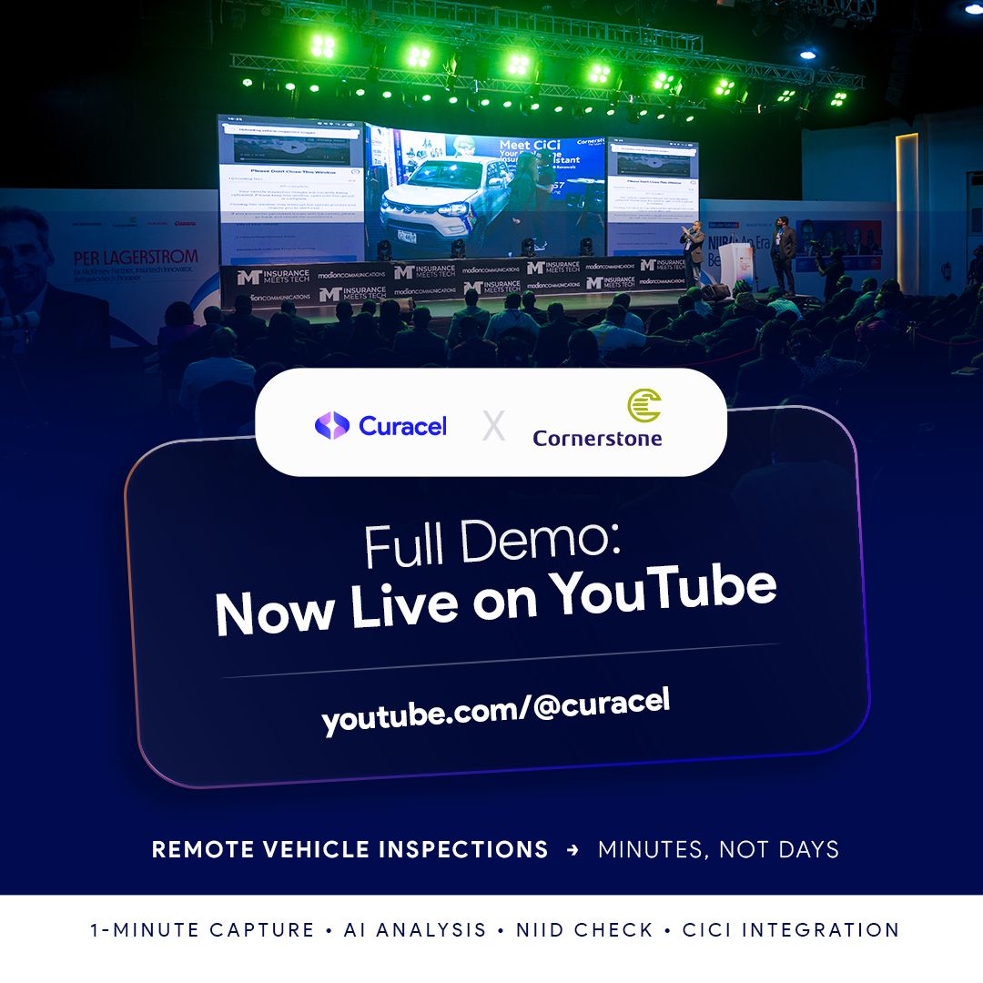 Full demo just dropped: Curacel × Cornerstone remote vehicle inspections.

Guided capture → AI checks → NIID → CiCi → decisions in minutes.

Watch now: buff.ly/HFcRGDf

#InsurTech #AI #Claims