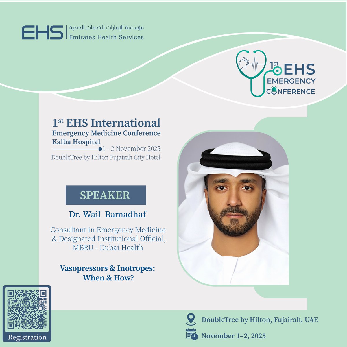 NovusEvent's tweet photo. Don’t miss Dr. Wail Bamadhaf’s talk “Vasopressors &amp; Inotropes: When &amp; How?”
Join us at the 1st EHS International Emergency Medicine Conference – Nov 1–2, 2025, Fujairah.
#EHSConference #emergencymedicine #kalbahospital #novusevents #MedicalConference #emergencyconference https://t.co/8H6jJ03xxx