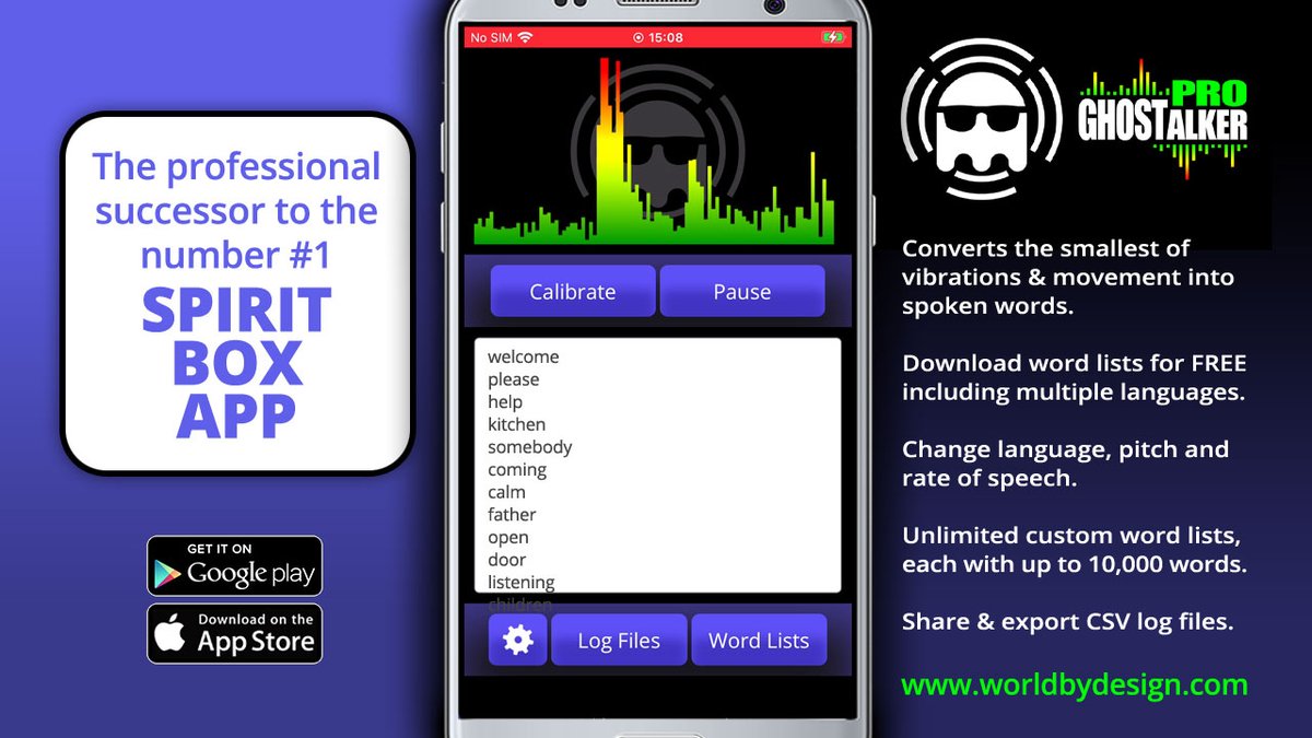 Available on <a href="/AppStore/">App Store</a> and <a href="/GooglePlay/">Google Play</a> - the PROFESSIONAL successor to the number 1 #paranormal spirit box app! "Ghostalker Pro" has been completely rewritten with a new engine &amp; loads of new features. Ghost hunters &amp; hobbyists can get it NOW.
worldbydesign.com/app/ghostalker…