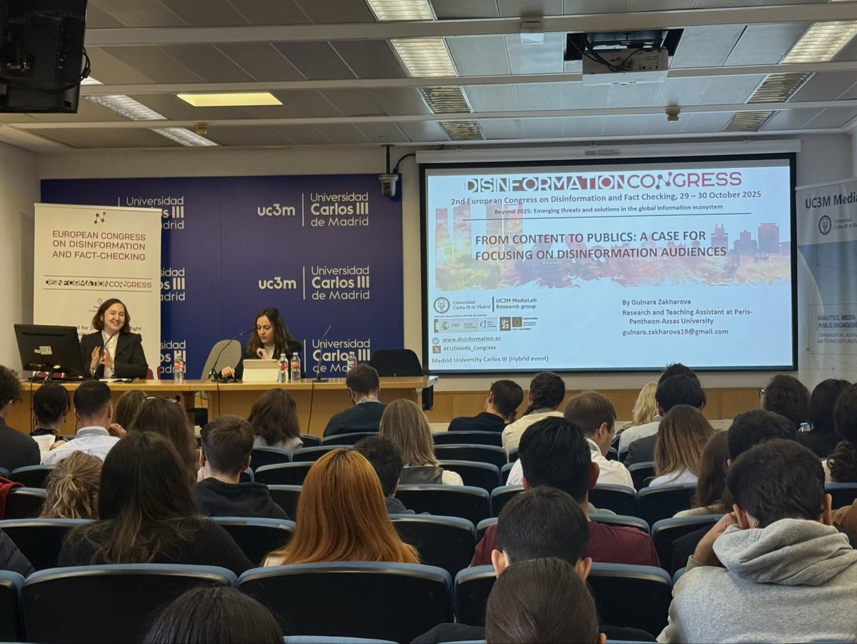 💬 “From Content to Publics: A Case for Focusing on Disinformation Audiences”.
Gulnara Zakharova (<a href="/AssasUniversite/">Panthéon-Assas université</a>) 🇫🇷analyzed how understanding audiences is key to tackling disinformation.
#EUDisinfo_Congress