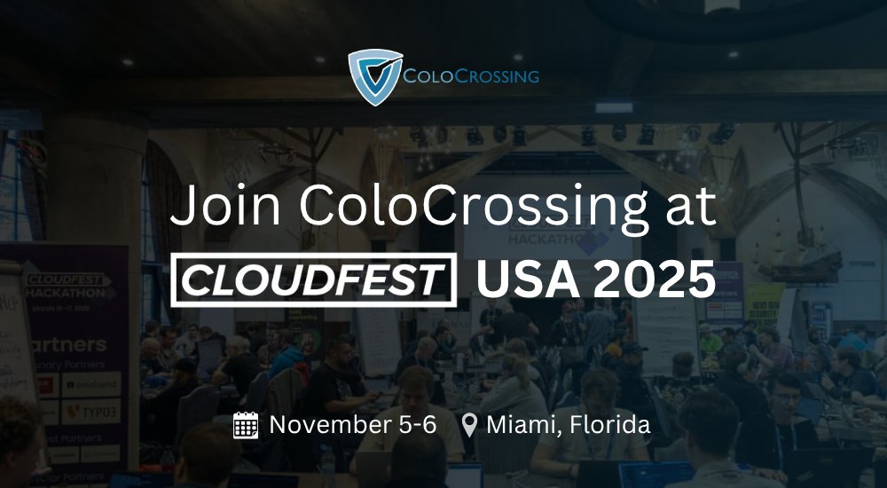 ColoCrossing's tweet image. CloudFest USA is right around the corner and ColoCrossing is excited to be part of it. If you are attending in Miami, let’s set up some time to meet! ☁️ 

Click the link to schedule a meeting with us: zurl.co/BnnlC 

#CloudFest #CloudFestUSA #IT #Cloud