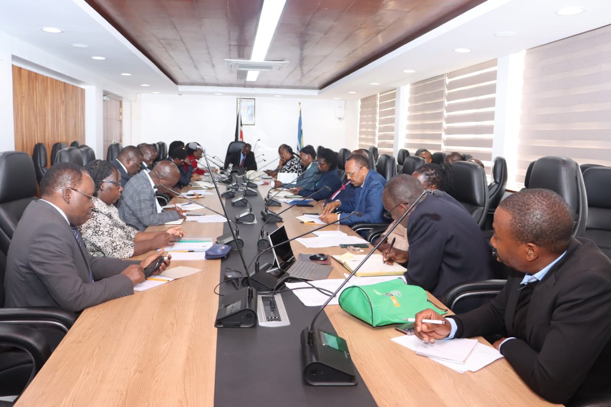 State Department for Public Works Principal Secretary Hon. Joel Arumonyang leading his technical HoDs Team while meeting the Public Service Commission this morning at the Public Works Building Boardroom.