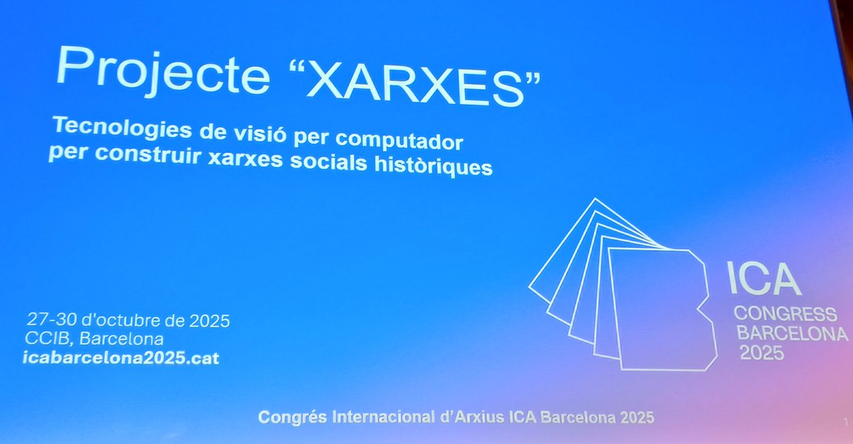acgarraf's tweet image. Ara mateix, gaudint de la ponència #ProjecteXarxes a @ICABcn2025. Els companys de la #XAC @acmaresme i @acbllobregat ens expliquen l&apos;interessat projecte desenvolupat amb documentació dels #arxiuscomarcals @patrimonigencat
