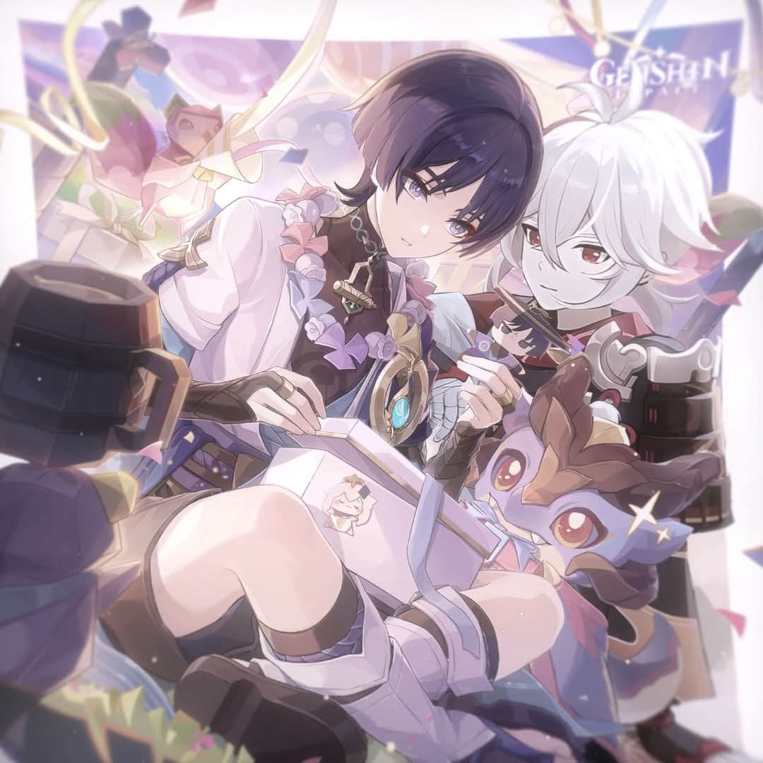 justyuki0_'s tweet image. my edit, lol.
KazuScara lover / October 2024 -&amp;gt; October 2025.
All are official art from Genshin.
#kazuscara #kzscr #GenshinImpact